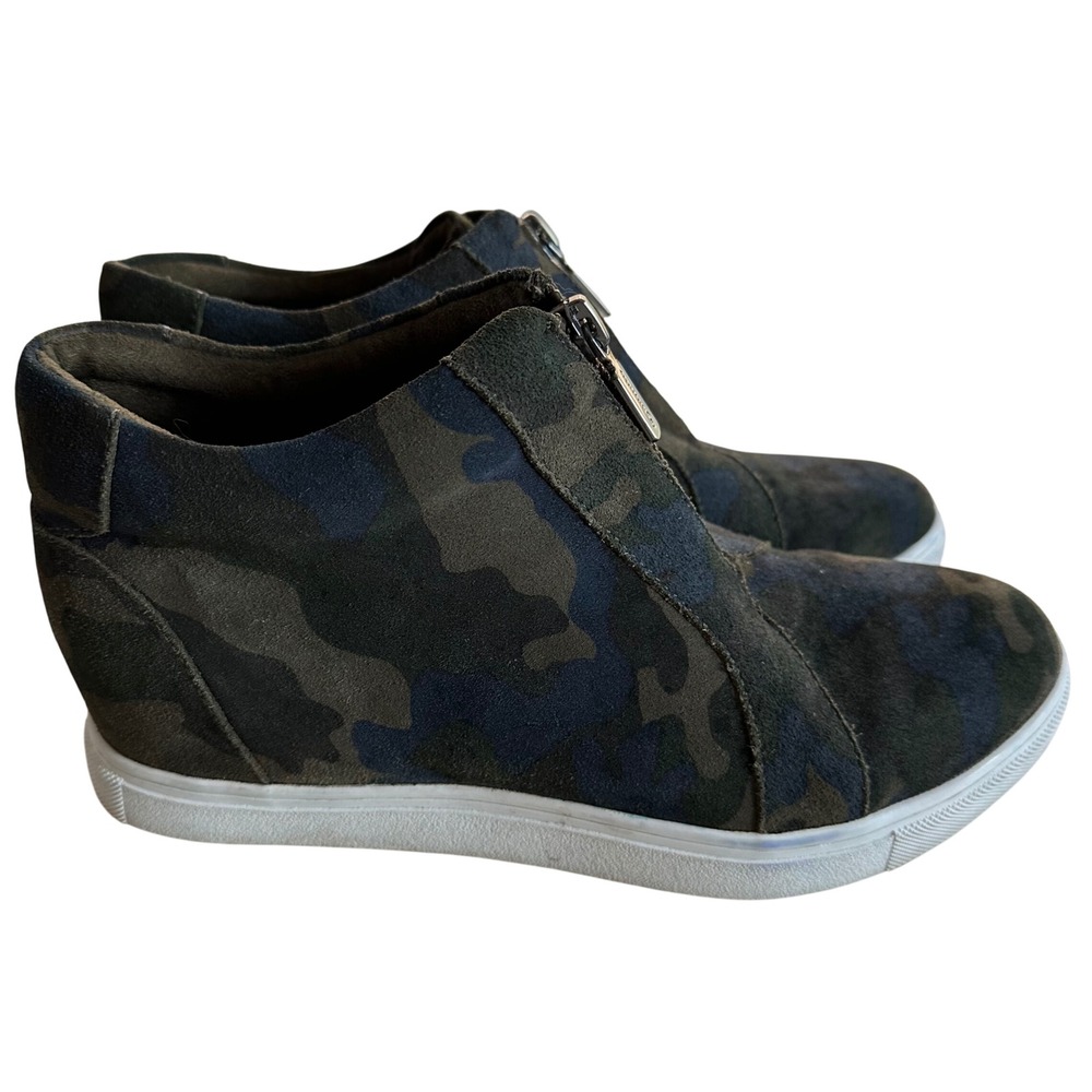 Blondo Glenda Waterproof Suede Camo Wedge Sneakers Green‎ Blue High Top 8.5
